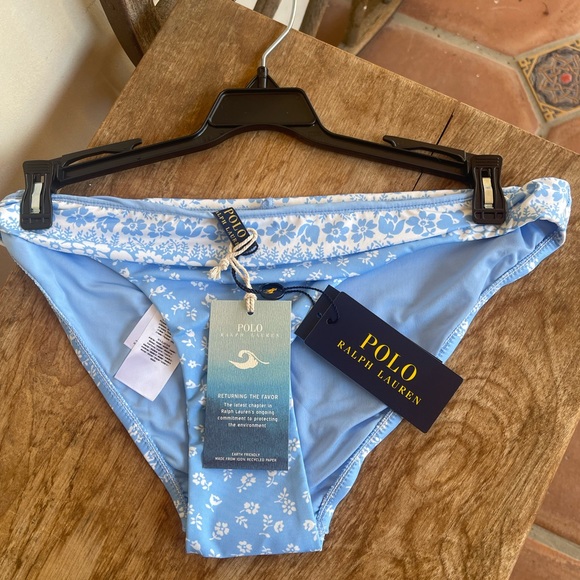 POLO RALPH LAUREN Light Blue Bikini Bottoms♻️Recycled🌱Fabric Sz M NEW With TAGS - Picture 9 of 12